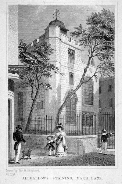 Iglesia de All Hallows Staining, Londres, 1829 de Thomas Hosmer Shepherd