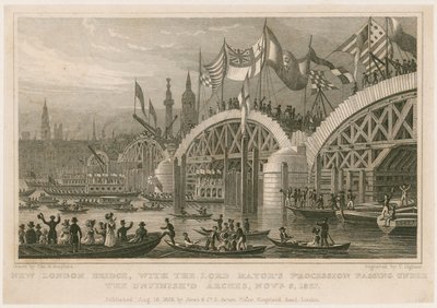 Construcción del Nuevo Puente de Londres, 9 de noviembre de 1827 de Thomas Hosmer Shepherd