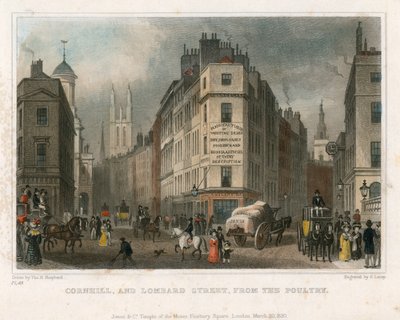 Cornhill y Lombard Street, Londres, desde Poultry de Thomas Hosmer Shepherd