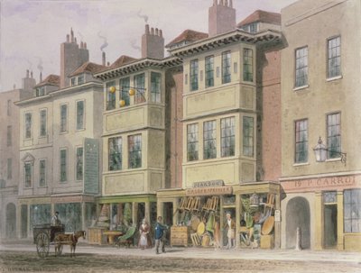 Crace XXVII-134 Casas antiguas en el lado este de Grays Inn Lane, mirando al norte desde Holborn. de Thomas Hosmer Shepherd
