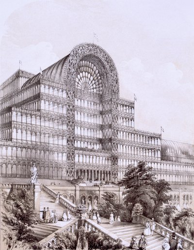 Palacio de Cristal en Sydenham, el frente del Gran Transepto, c1854 de Thomas Hosmer Shepherd