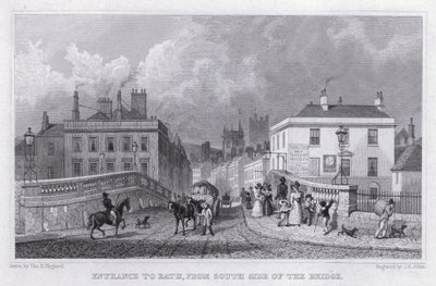 Entrada a Bath, desde el lado sur del puente de Thomas Hosmer Shepherd