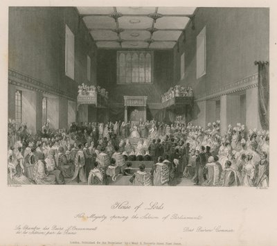 Su Majestad inaugurando la sesión del Parlamento en la Cámara de los Lores de Thomas Hosmer Shepherd