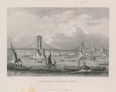 Puente Colgante de Hungerford cruzando el Támesis de Thomas Hosmer Shepherd