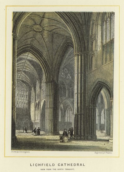 Catedral de Lichfield, vista desde el transepto norte de Thomas Hosmer Shepherd