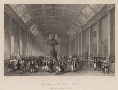 Sala larga en la Casa de Aduanas, Londres, para el pago de derechos de aduana de Thomas Hosmer Shepherd