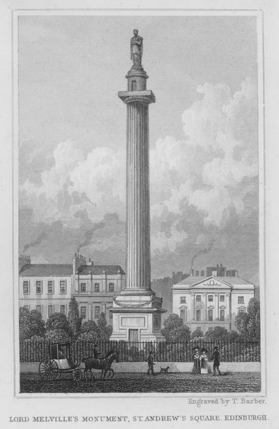 Monumento de Lord Melville, Plaza de San Andrés, Edimburgo (grabado) de Thomas Hosmer Shepherd