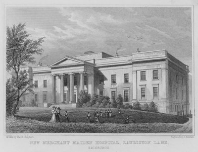 Nuevo Hospital Merchant Maiden, Lauriston Lane, Edimburgo (grabado) de Thomas Hosmer Shepherd
