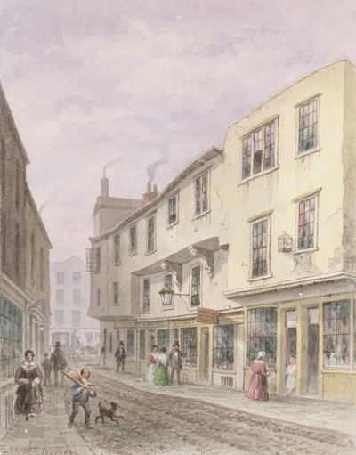 Casa antigua en la entrada de Leather Lane, 1857 de Thomas Hosmer Shepherd