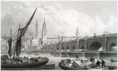Puente de Londres antiguo, desde Southwark de Thomas Hosmer Shepherd