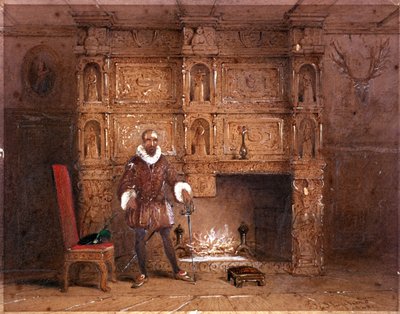 Posiblemente Sir John Spencer en Canonbury House, o Sir Walter Raleigh en el Old Pied Bull Inn, 1849 de Thomas Hosmer Shepherd