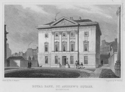 Banco Real, Plaza de San Andrés, Edimburgo (grabado) de Thomas Hosmer Shepherd