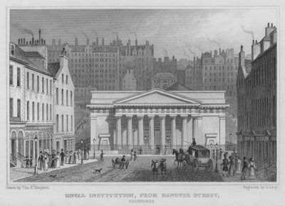 Institución Real, desde Hanover Street, Edimburgo (grabado) de Thomas Hosmer Shepherd