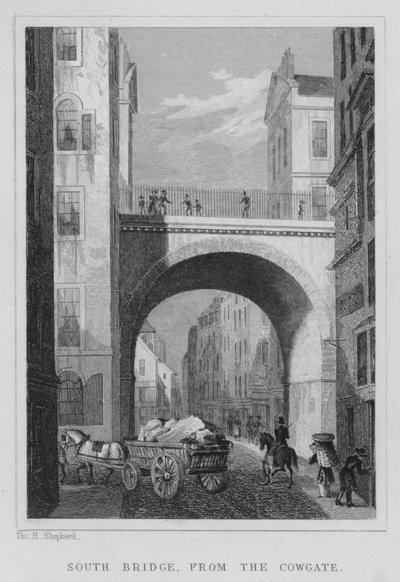 Puente Sur, desde Cowgate (grabado) de Thomas Hosmer Shepherd