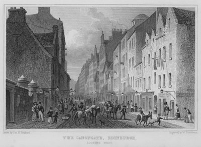 El Canongate, Edimburgo, mirando al Oeste (grabado) de Thomas Hosmer Shepherd