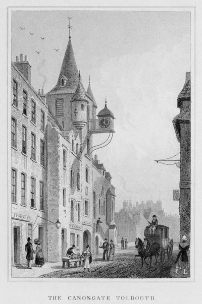 El Canongate Tolbooth, Edimburgo, grabado por Thomas Barber, 1829 de Thomas Hosmer Shepherd