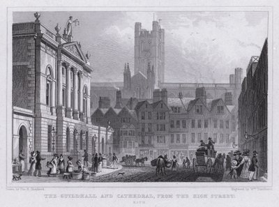 El Guildhall y la Catedral, desde la High Street, Bath de Thomas Hosmer Shepherd