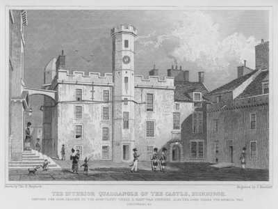 El patio interior del castillo, Edimburgo (grabado) de Thomas Hosmer Shepherd