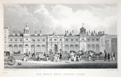 Las Caballerizas del Rey, Charing Cross, de Londres y sus Alrededores en el Siglo XIX, pub. Jones und Co., 1827-1829 de Thomas Hosmer Shepherd
