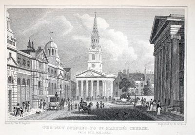 La nueva apertura de la Iglesia de San Martín, desde Pall Mall East, de 