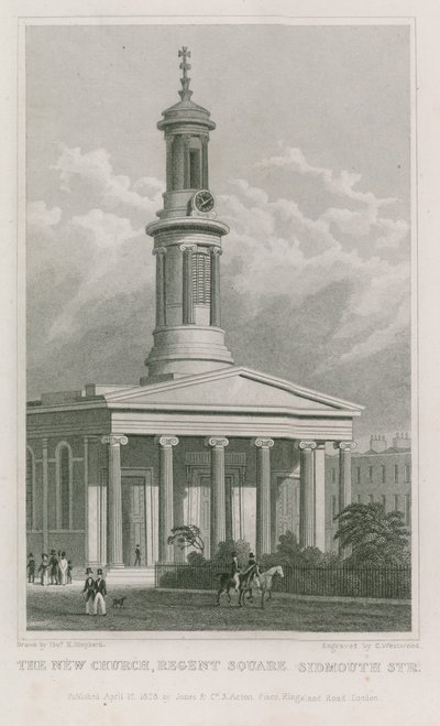 La nueva iglesia, Regent Square, Sidmouth Street de Thomas Hosmer Shepherd