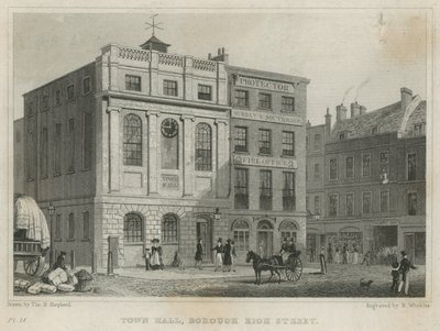 Ayuntamiento, Borough High Street (grabado) de Thomas Hosmer Shepherd