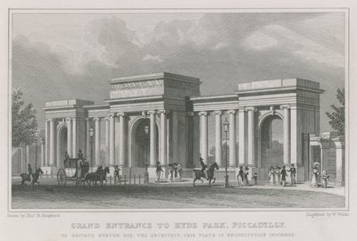 Arco de triunfo, entrada a Hyde Park, Londres de Thomas Hosmer Shepherd
