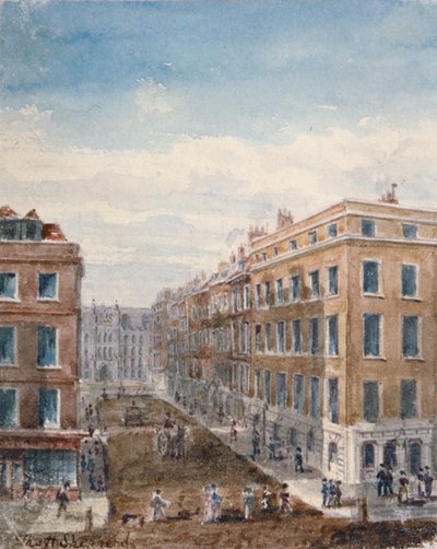 Vista de King Street, mirando al norte desde Cheapside hasta el Guildhall, Ciudad de Londres de Thomas Hosmer Shepherd