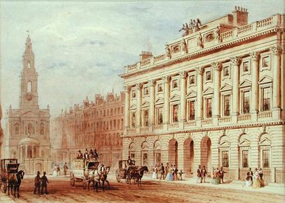 Vista de Somerset House y la Iglesia de St. Mary Le Strand de Thomas Hosmer Shepherd
