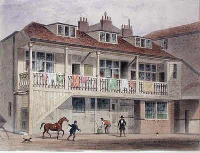 Vista de la Posada del León Negro, Calle Whitefriars, c.1855 de Thomas Hosmer Shepherd