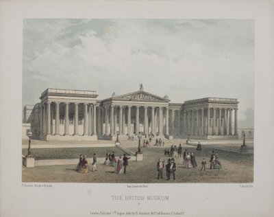 Vista del Museo Británico, con visitantes caminando afuera, 1854 de Thomas Hosmer Shepherd
