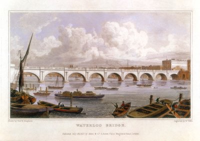Puente de Waterloo, Londres, sobre el Támesis, 1817 de Thomas Hosmer Shepherd