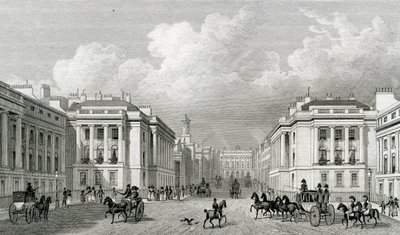 Waterloo Place y parte de Regent Street, pub.1828 de Thomas Hosmer Shepherd