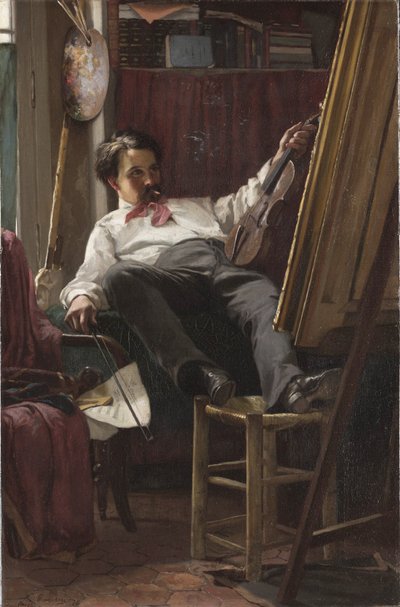 Autorretrato del artista en su estudio de Thomas Hovenden