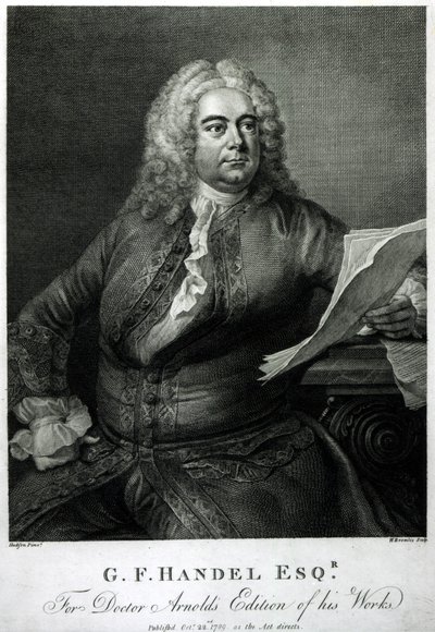 George Frederick Handel (1685-1759), grabado por William Bromley (1769-1842), para la edición del Doctor Arnold de sus (Handel) obras, pub. 1789 de Thomas Hudson