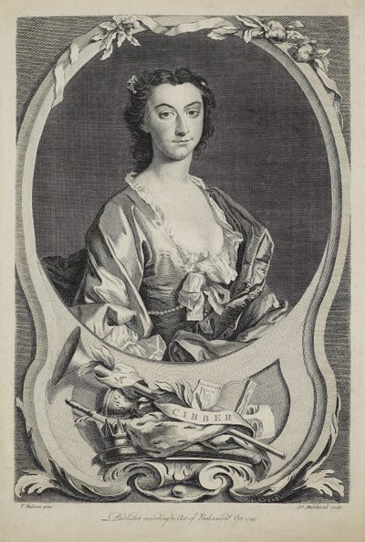 Sra. Cibber, grabado por J. Marchand (fl.1749), 1749 de Thomas Hudson