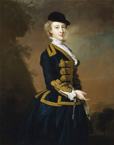 Retrato de Nancy Fortescue con traje de montar azul oscuro de Thomas Hudson