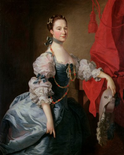 Retrato de una dama con vestido azul de Thomas Hudson