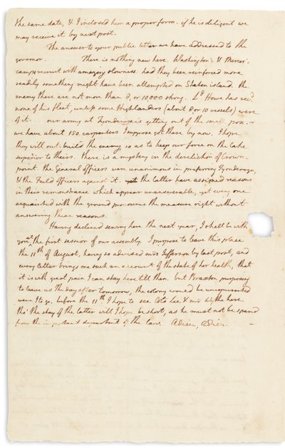 Carta autógrafa a John Page, Filadelfia, 30 de julio de 1776 de Thomas Jefferson