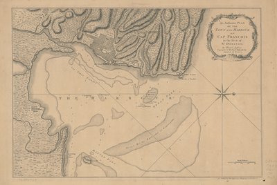 Plano auténtico de la ciudad y el puerto de Cap-François, en la isla de Santo Domingo. LOC 73695949 de Thomas Jefferys