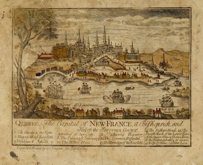 Quebec, la capital de Nueva Francia, un obispado y sede de la corte soberana, 1759 de Thomas Johnston