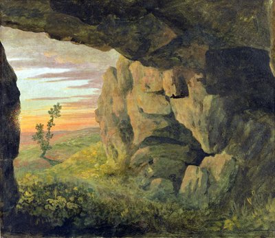 Caverna cerca de Santa Inés sin la Porta Pia (óleo sobre papel) de Thomas Jones