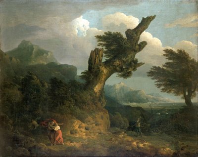 Una tormenta - Próspero, Miranda y Calibán espían al naufragado Fernando de Thomas Jones