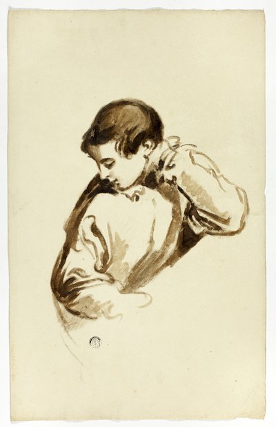 Niño Girando de Lado, Medio Cuerpo de Thomas Jones Barker
