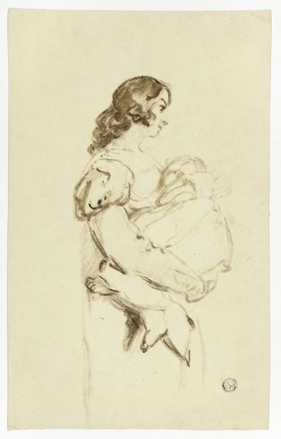 Joven mujer llevando un bebé de Thomas Jones Barker