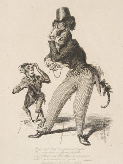 Mono elegante, de Monkey-ana, o Hombres en miniatura, julio de 1828 de Thomas Landseer