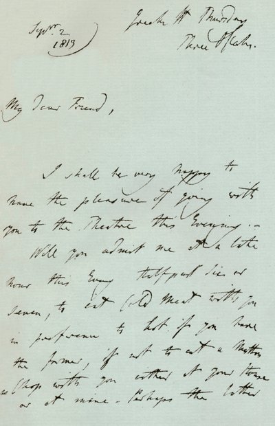 Una carta de Sir Thomas Lawrence, 1819 de Thomas Lawrence