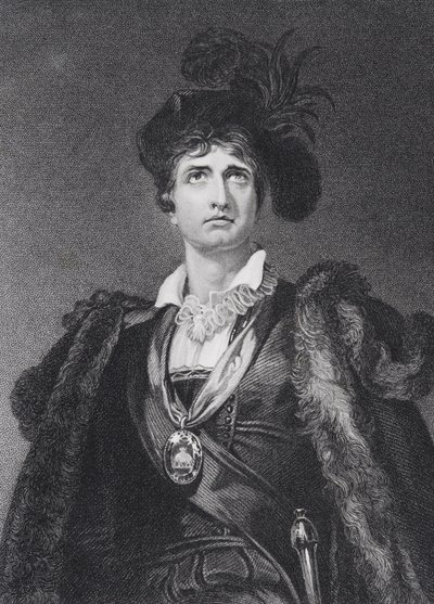 John Philip Kemble como Hamlet, grabado por G. Adcock de Thomas Lawrence