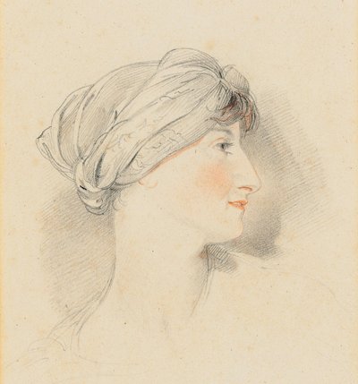 Retrato de la señora Jens Wolff, de perfil a la derecha, con un turbante de Thomas Lawrence