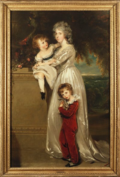 Retrato de la Sra. Annesley de cuerpo entero, con un vestido blanco y sus dos hijos de Thomas Lawrence